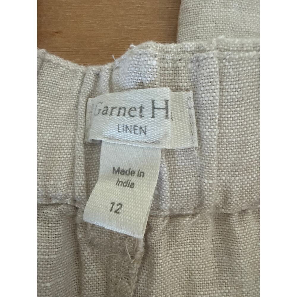 Garnett Hill 100% European Flax Linen 12 Wide Leg Pleated Women’s Pants Sand - Picture 2 of 9